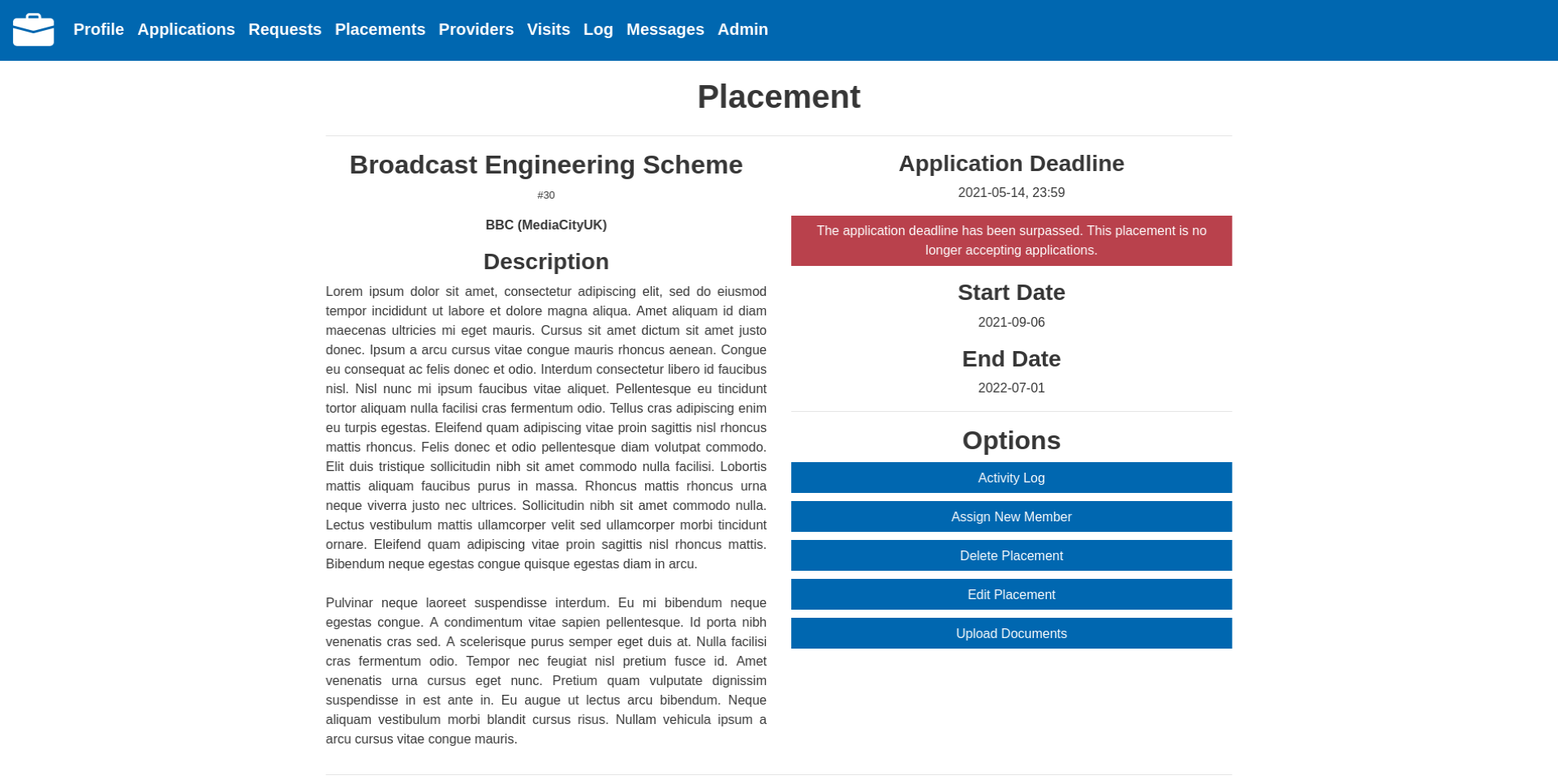 Individual placement page